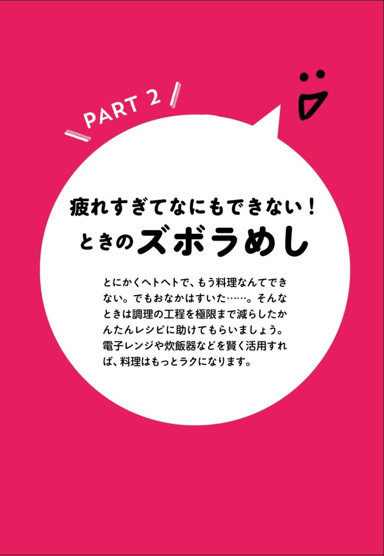 PART 2 疲れすぎてなにもできないときのズボラめしの章扉