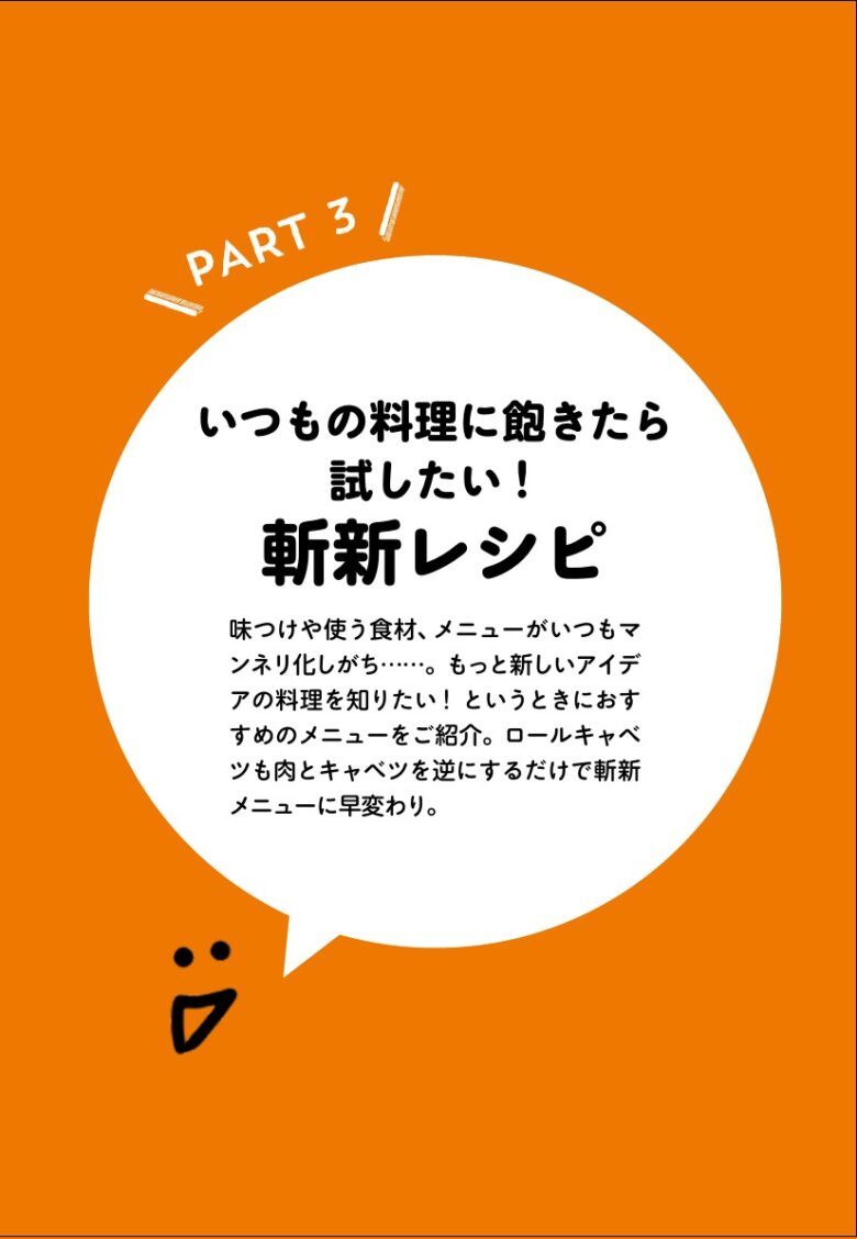 PART 3 いつもの料理に飽きたら試したい斬新レシピの章扉