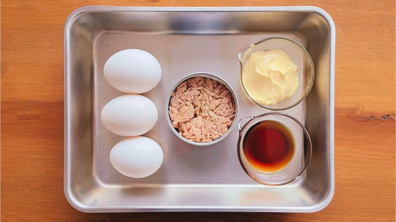 卵、ツナ缶、マヨネーズ、めんつゆ